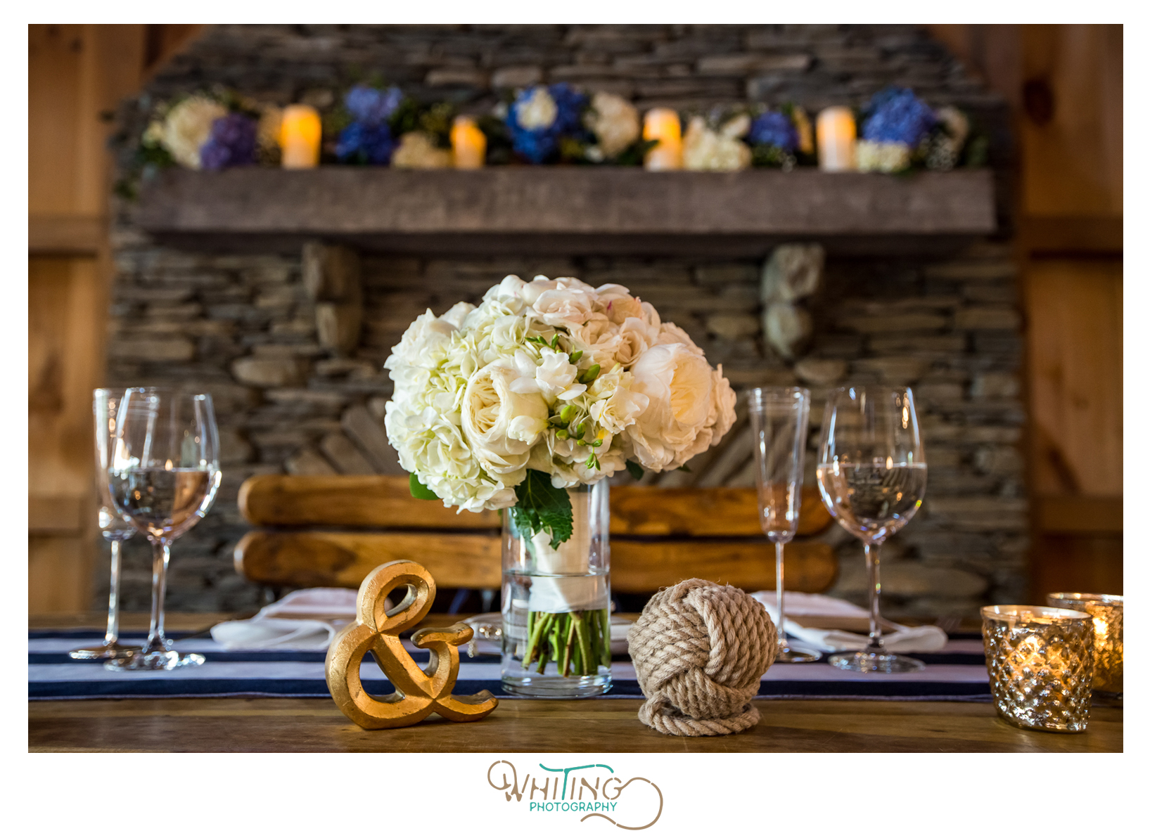 nautical wedding decor in barn | Whiting Photographer | Rhode Island Wedding Photographer