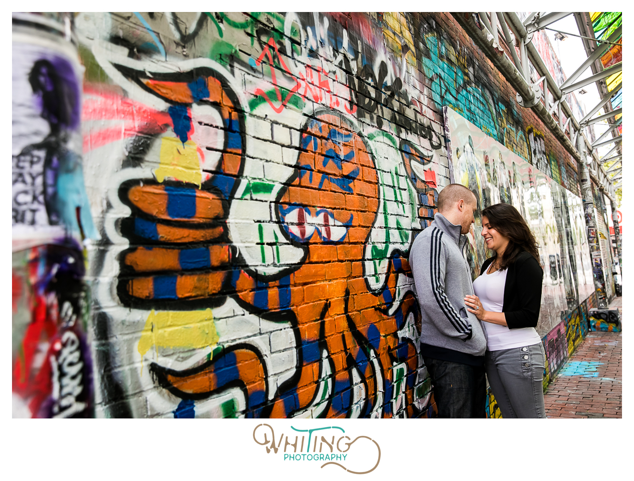 Graffiti Alley Cambridge Engagement photos