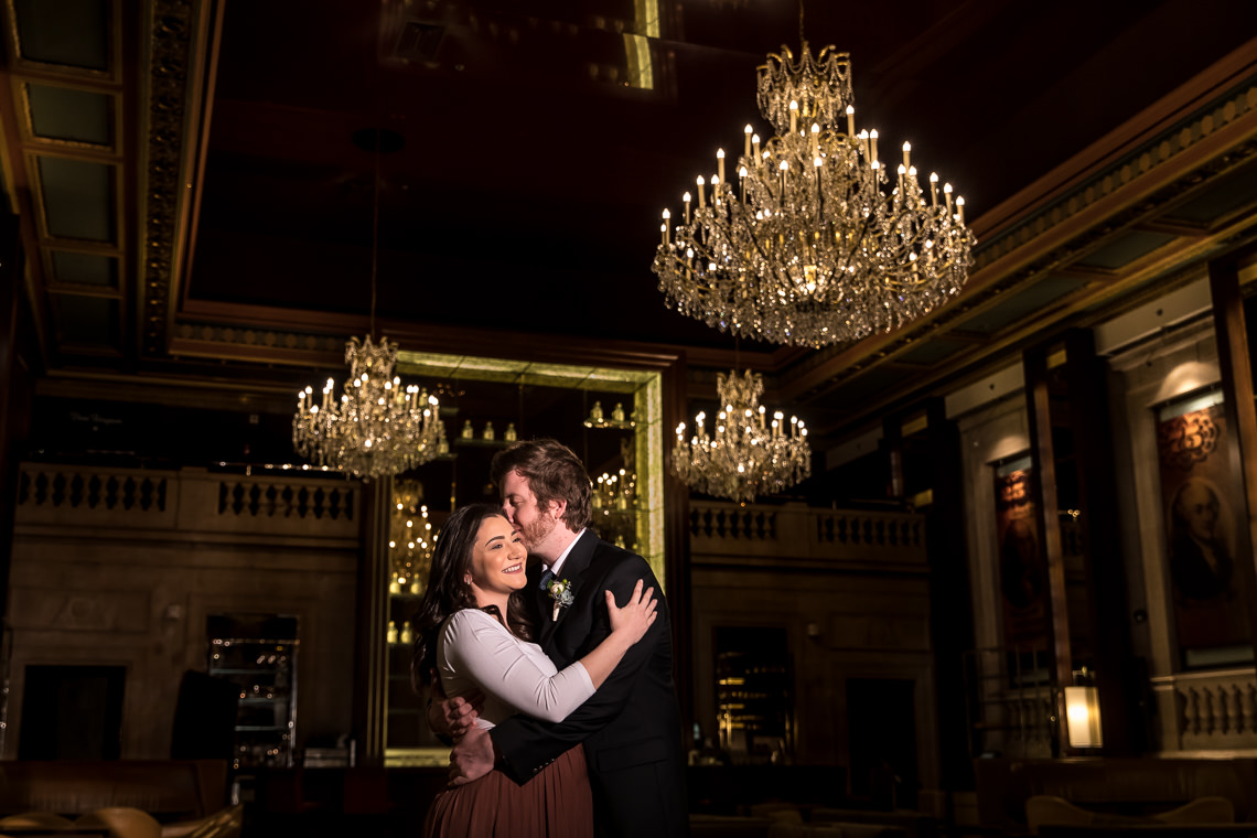 The Langham Hotel Boston wedding photos with chandeliers
