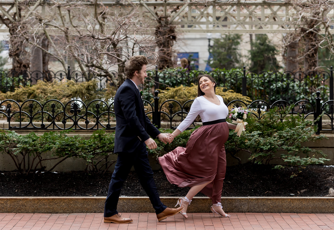 Boston City Hall Winter Elopement with photos at Post Office Square
