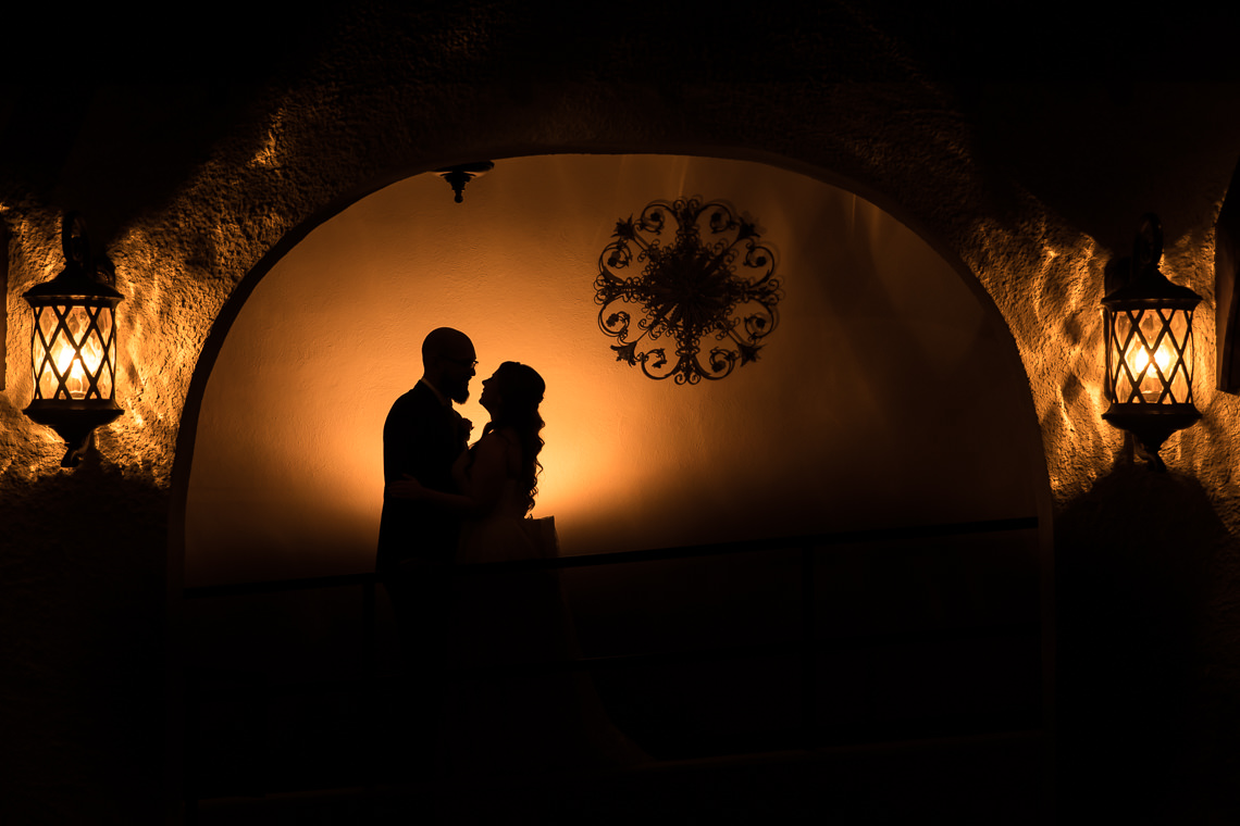 villa at ridder country club wedding night time silhouette bride and groom