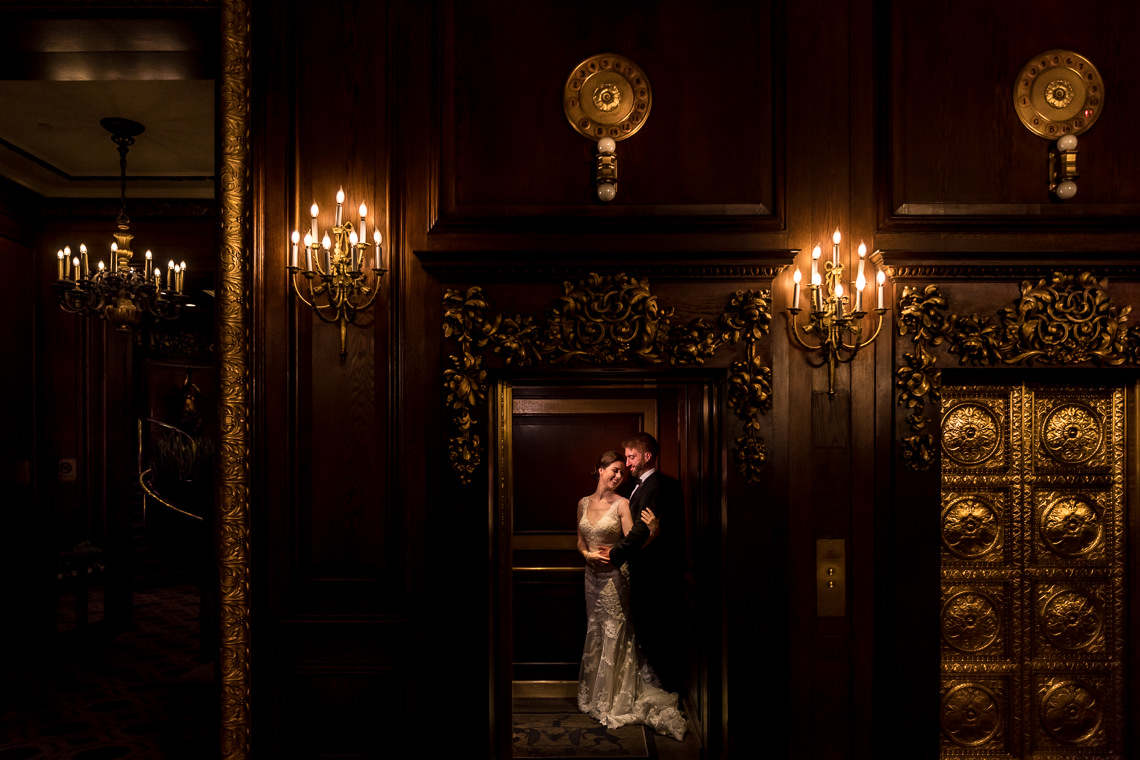 Omni Parker House Boston Wedding in elevator bank