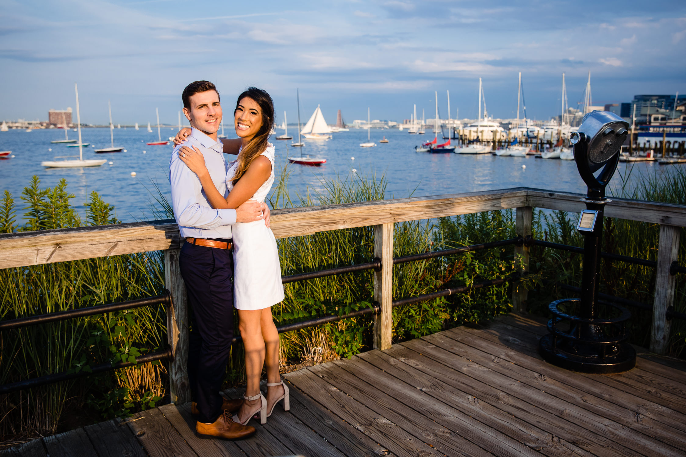 Engagement photos along Boston harbor