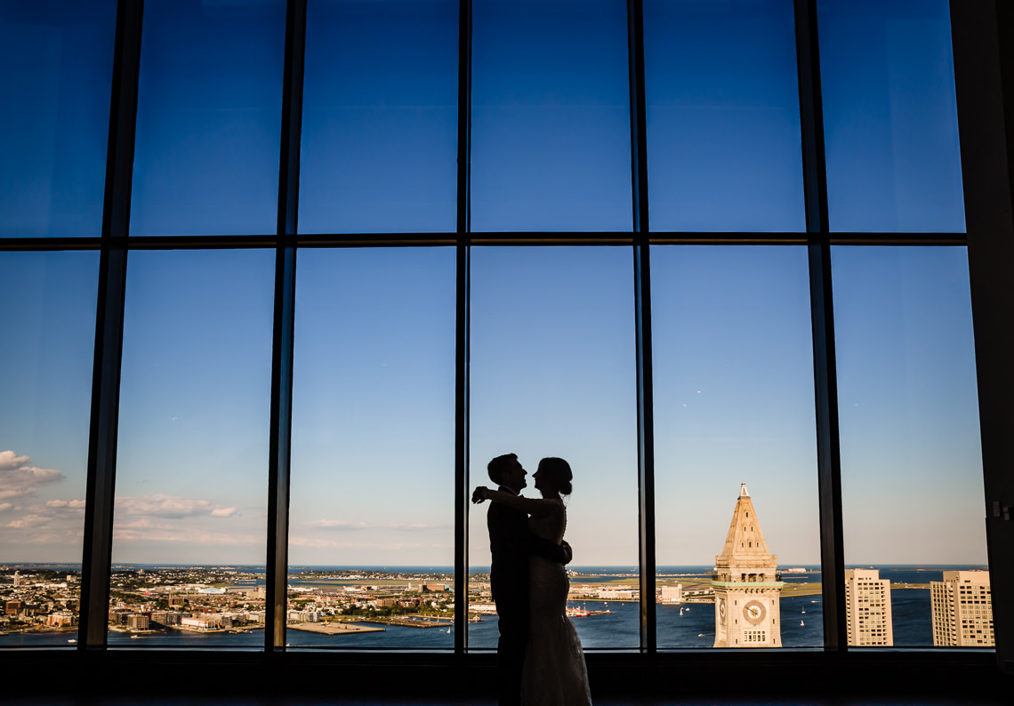 Boston State Room Wedding couple in silhouette
