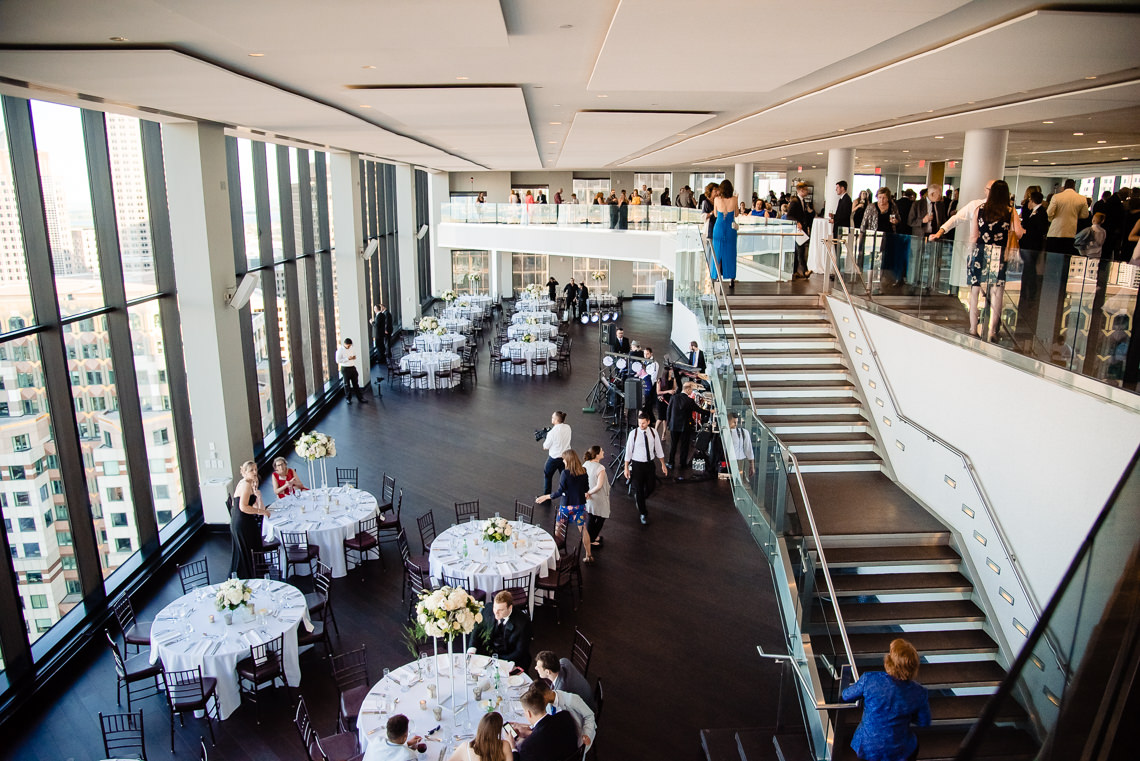 View of Great Room and Mezzanine during a wedding at the State Room in Boston