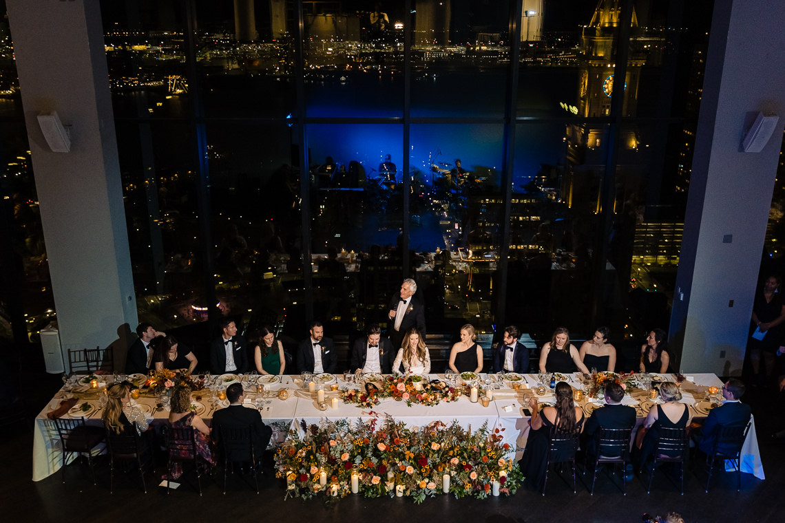 State Room in Boston wedding toast with city view